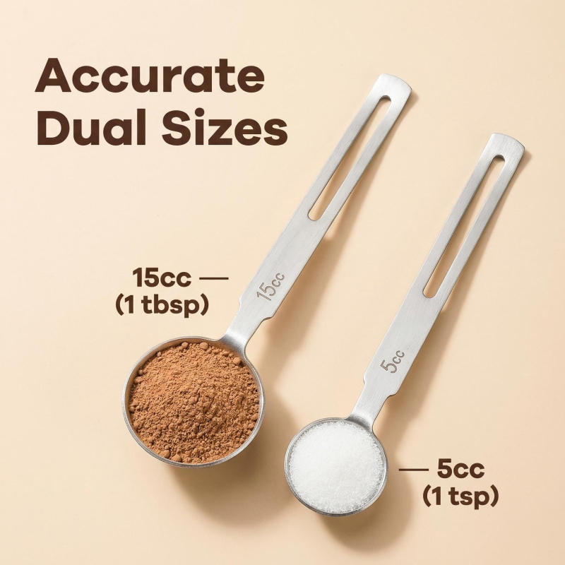 Lingură de cafea din oțel inoxidabil 304, cu design pentru agățare, lingură de măsurare pentru bucătărie, coacere, lapte praf și lichide