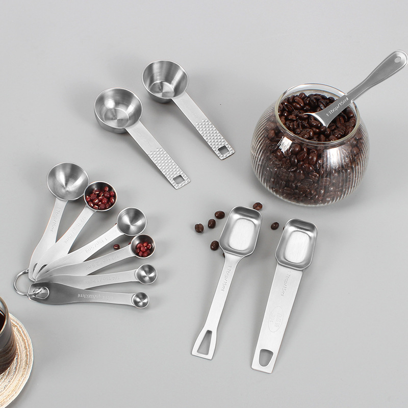 Set de linguri de măsurare din oțel inoxidabil 304, turnare monobloc, 15 ml capacitate, pentru boabe de cafea, lapte praf și condimente, cu scară de măsurare