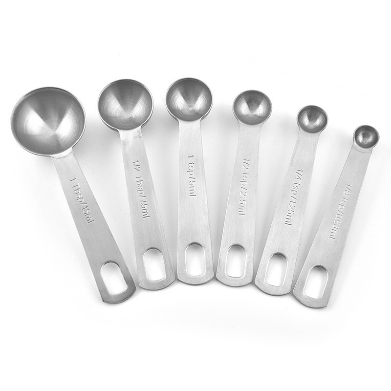 Set de 6 linguri măsurătoare din oțel inoxidabil, cu marcaje, pentru coacere, gătit și cafea