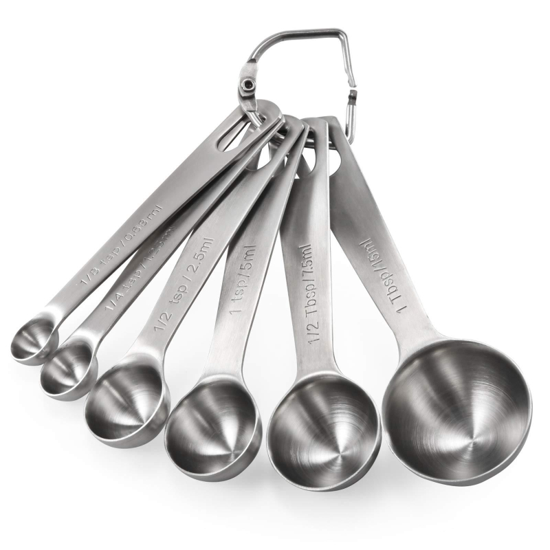 Set de 6 linguri măsurătoare din oțel inoxidabil, cu marcaje, pentru coacere, gătit și cafea