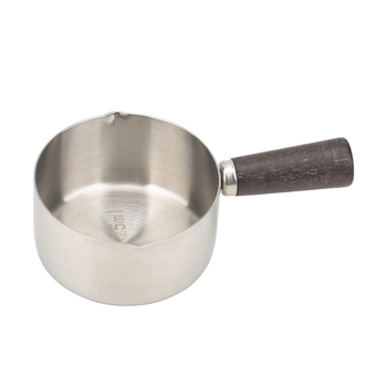 Set de linguri măsurătoare din oțel inoxidabil cu mâner din lemn, patru piese, pentru făină, lapte praf, cafea și pudră de proteine.