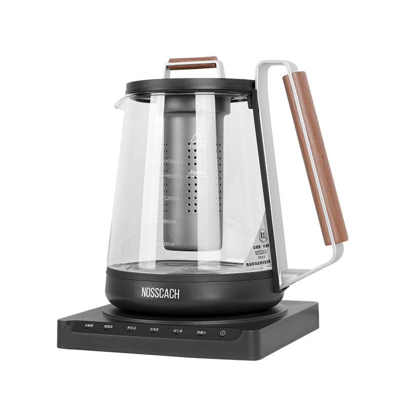NOSSCACH Ns-t17y Fierbător de sănătate cu funcții multiple, control de temperatură constantă pentru fierbere și dechlorare, corp din borosilicatat, 1,5–2 L, termostat electronic, întrerupere automată