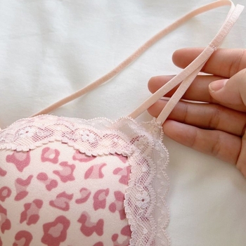 Grudnjak s ružičastim leopard uzorkom, prednje kopčanje, push-up za male grudi, seksi leđa