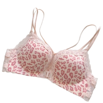 Grudnjak s ružičastim leopard uzorkom, prednje kopčanje, push-up za male grudi, seksi leđa
