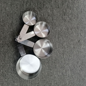 Set de 4 linguri de măsură din oțel inoxidabil cu scară, pentru cafea, coacere și condimente