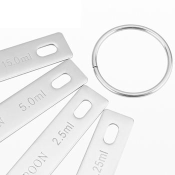 Linguri de măsurat din oțel inoxidabil 410, cu scară, set de 4 bucăți pentru cofetărie, cafea și ingrediente pudrate