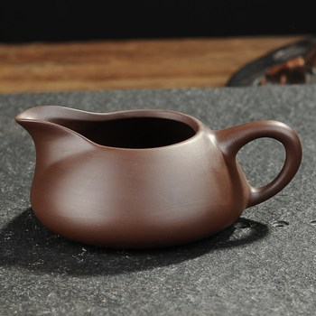 Set de ceai din lut mov de nisip, cu ceainic lucrat manual și separator ceramic pentru ceai
