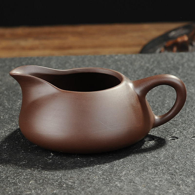 Set de ceai din lut mov de nisip, cu ceainic lucrat manual și separator ceramic pentru ceai