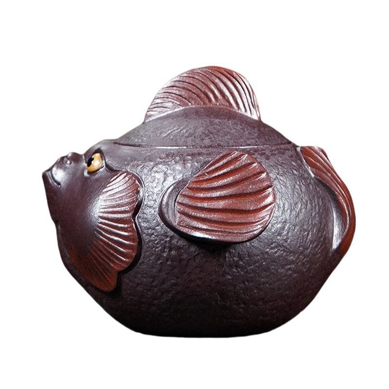 Ornament de ceai din nisip mov, cu motiv pește, pentru masă de ceai