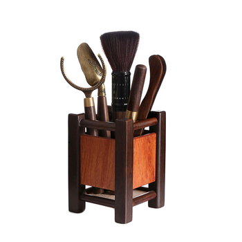 Set ceremonial de ceai din lemn de ebonie, cu design de lanternă, pentru Gongfu Cha, din lemn masiv, accesorii: ac de ceai, linguriță, suport pentru ceașcă, pensulă de întreținere a ceainicului