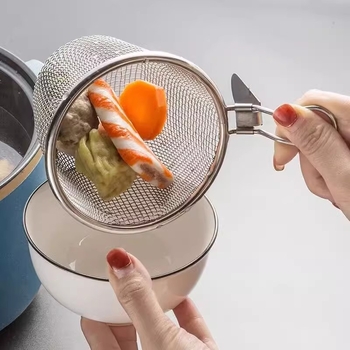 Lingură din oțel inoxidabil pentru oale, cu plasă fină, sită bucătărie și filtru pentru prăjit