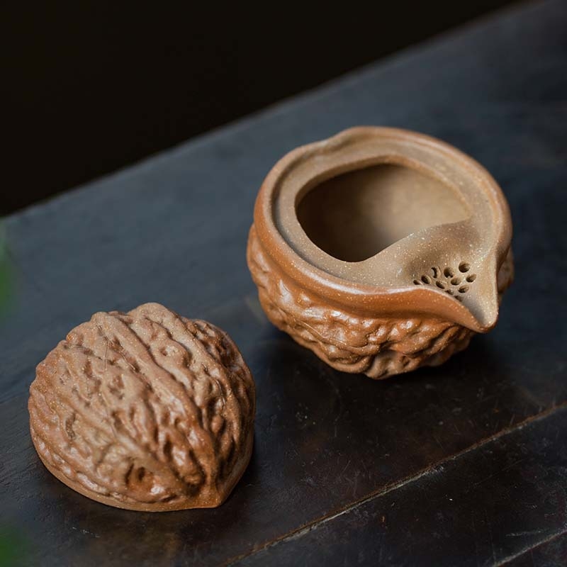 Ceainic din lut mov cu ceașcă Gongdao, distribuitor de ceai și dispozitiv biomimetic de prindere — set pentru ceremonie de ceai și ceașcă de degustare