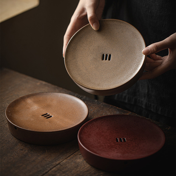Suport ceramic în stil japonez, cu disc circular, pentru Gongfu set de ceai, cu depozitare de apă — uz casnic