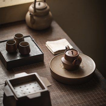 Suport ceramic în stil japonez, cu disc circular, pentru Gongfu set de ceai, cu depozitare de apă — uz casnic