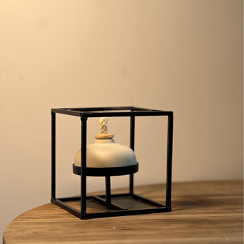 Suport din fontă pentru ceai, cu suport pentru lumânare și lampă cu alcool, stil japonez minimalist, mic aragaz pentru fierberea ceaiului