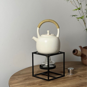 Suport din fontă pentru ceai, cu suport pentru lumânare și lampă cu alcool, stil japonez minimalist, mic aragaz pentru fierberea ceaiului