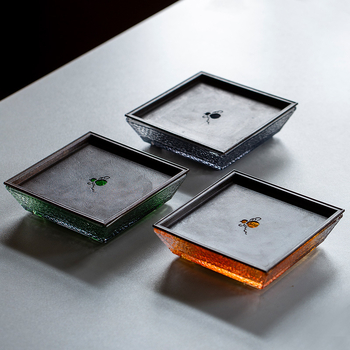 Suport din sticlă borosilicat în stil japonez, cu rezervor de apă, tavă circulară pentru ceai și piesă de schimb pentru setul kung fu