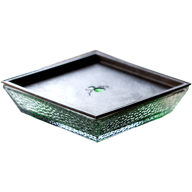 Suport din sticlă borosilicat în stil japonez, cu rezervor de apă, tavă circulară pentru ceai și piesă de schimb pentru setul kung fu