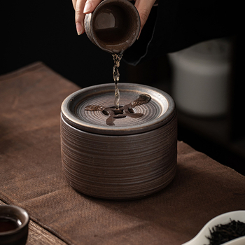 PanGu ceramică: vas de apă din ceramică gros, bazin japonez pentru spălat cești și recipient pentru resturi de ceai, accesorii pentru ceremonia Gongfu a ceaiului