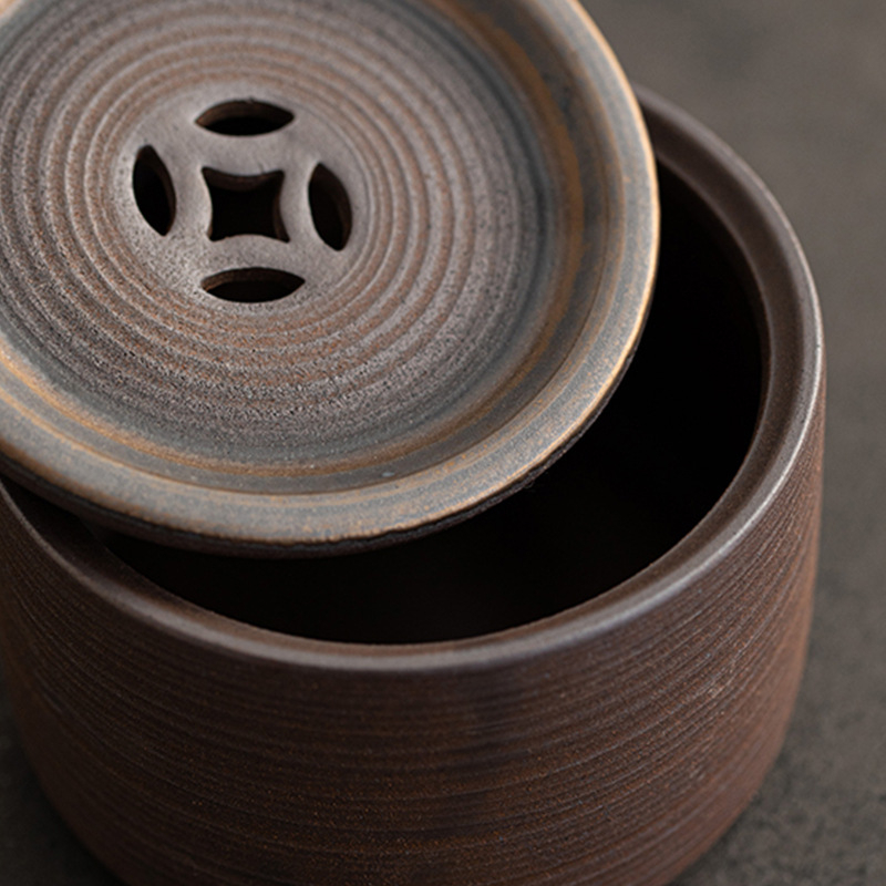 PanGu ceramică: vas de apă din ceramică gros, bazin japonez pentru spălat cești și recipient pentru resturi de ceai, accesorii pentru ceremonia Gongfu a ceaiului