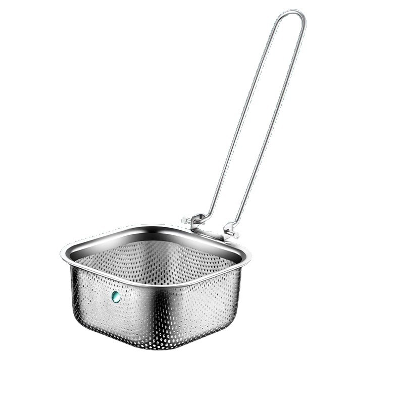 Filtru din oțel inoxidabil 304 pentru oală fierbinte, strecurător pentru tăiței și prăjit, cu margine de agățare