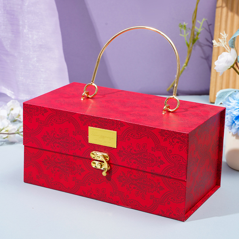 Cutie cadou de nuntă pentru domnișoarele de onoare — cutie goală pentru bomboane, design elegant, cu mâner metalic