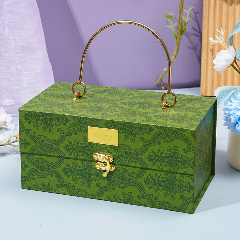 Cutie cadou de nuntă pentru domnișoarele de onoare — cutie goală pentru bomboane, design elegant, cu mâner metalic