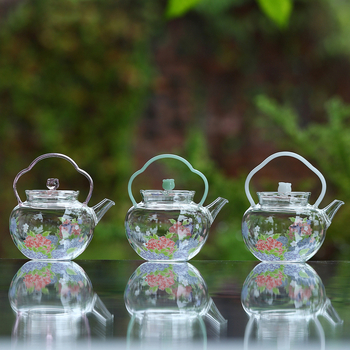 Ceainic cu mâner de ridicare și aromă de osmanthus, set de ceai din sticlă borosilikat rezistentă la temperaturi înalte, pentru ceai verde