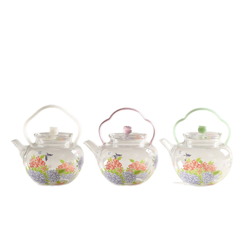 Ceainic cu mâner de ridicare și aromă de osmanthus, set de ceai din sticlă borosilikat rezistentă la temperaturi înalte, pentru ceai verde