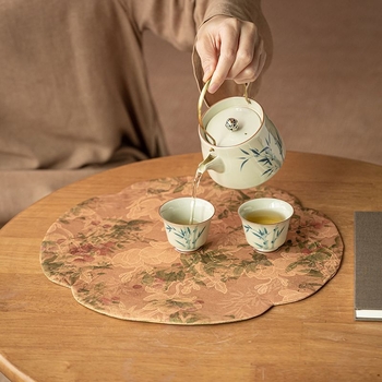 Covoraș dublu fațet pentru ceai din Xiangyun Silk, stil nou chinezesc cu inspirație Zen, covoraș de masă termic pentru ceai și suport pentru ceainic