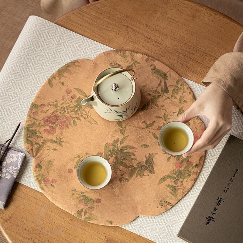 Covoraș dublu fațet pentru ceai din Xiangyun Silk, stil nou chinezesc cu inspirație Zen, covoraș de masă termic pentru ceai și suport pentru ceainic