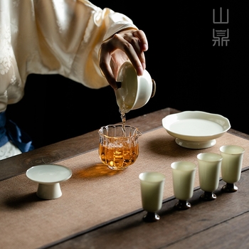 Suport înalt pentru capac, galben, pentru ceainic din lut mov, capac ceramic și accesoriu pentru capac – decor pentru ceremonia ceaiului kung fu