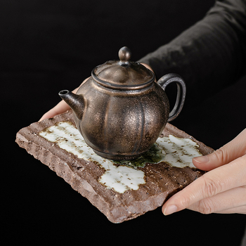 Stil japonez, ceramică Shino lucrată manual: accesorii pentru ceremonia ceaiului — covoraș pentru ceainic, suport pentru ceainic, farfurie de servire, purificarea apei