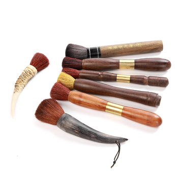 Set accesorii pentru ceremonia ceaiului din corn de capră: tavă de lemn pentru ceai, perie pentru ceainic, instrument pentru ceai, accesorii personalizate