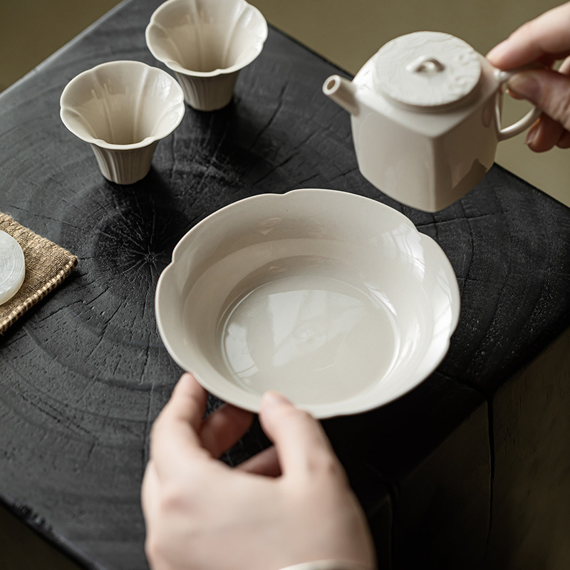 Suport ceramic pentru ceainic Guanlan, lucrat manual, stil chinezesc de ceremonie a ceaiului și farfurie de fructe