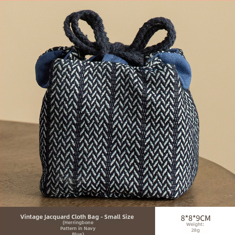 Sac de depozitare pentru set de ceai din bumbac-lin, stil vechi pictural, husă pentru setul de ceai, portabil pentru o oală și două cești