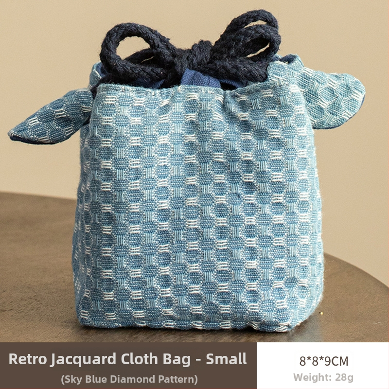 Sac de depozitare pentru set de ceai din bumbac-lin, stil vechi pictural, husă pentru setul de ceai, portabil pentru o oală și două cești
