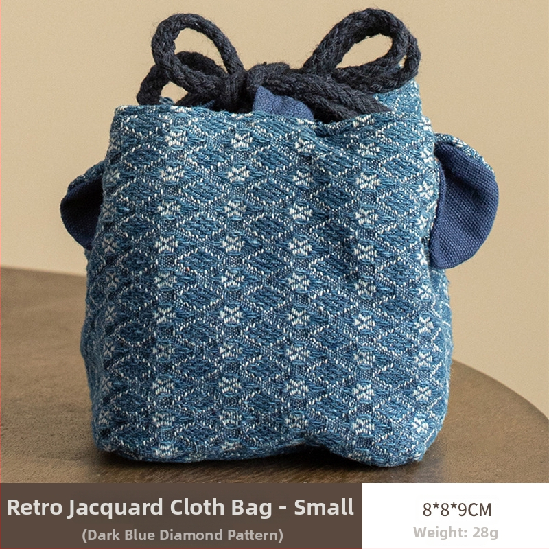 Sac de depozitare pentru set de ceai din bumbac-lin, stil vechi pictural, husă pentru setul de ceai, portabil pentru o oală și două cești