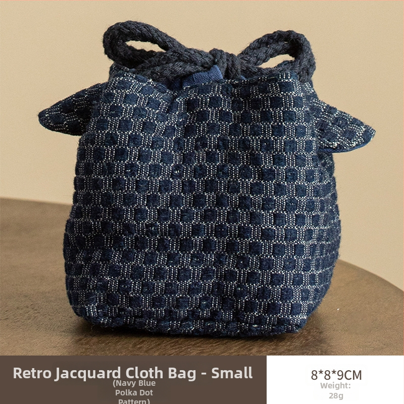 Sac de depozitare pentru set de ceai din bumbac-lin, stil vechi pictural, husă pentru setul de ceai, portabil pentru o oală și două cești