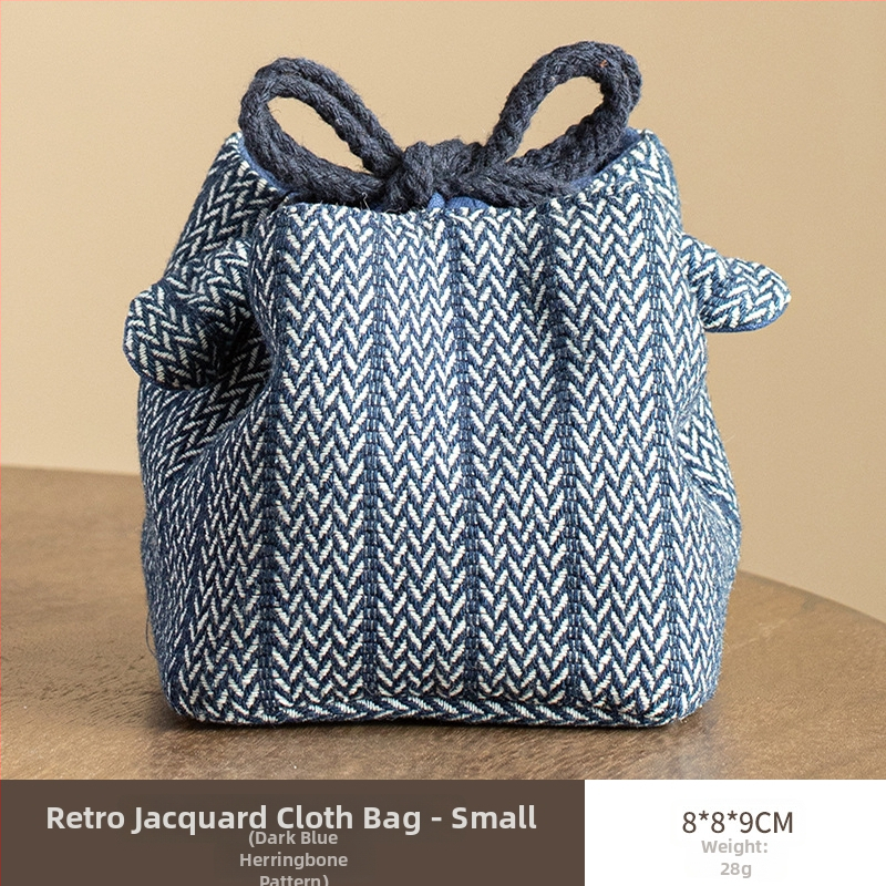 Sac de depozitare pentru set de ceai din bumbac-lin, stil vechi pictural, husă pentru setul de ceai, portabil pentru o oală și două cești