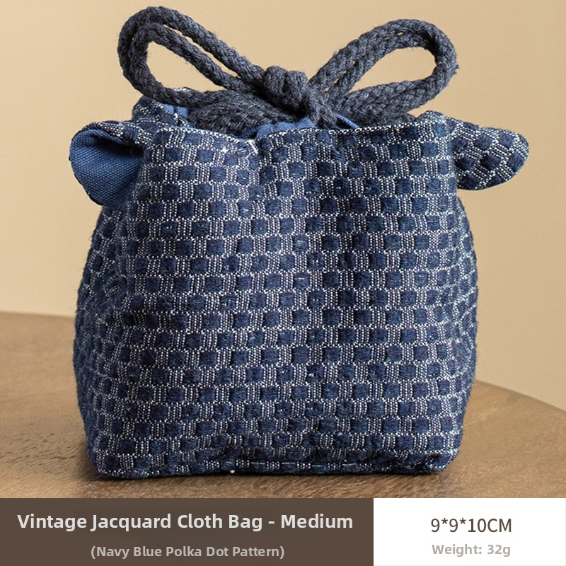 Sac de depozitare pentru set de ceai din bumbac-lin, stil vechi pictural, husă pentru setul de ceai, portabil pentru o oală și două cești