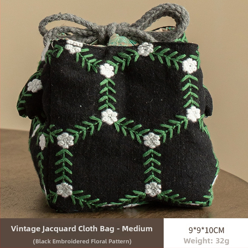 Sac de depozitare pentru set de ceai din bumbac-lin, stil vechi pictural, husă pentru setul de ceai, portabil pentru o oală și două cești