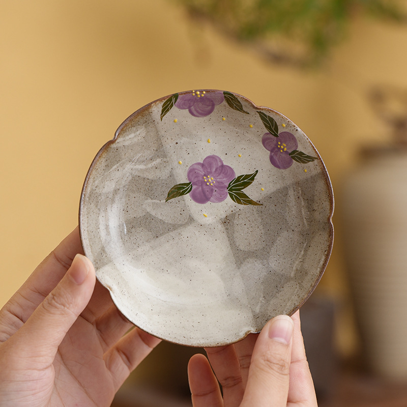 Suport ceramic pentru ceainic, pictat manual, cu hortensie dantelată, tavă de uscare – accesorii pentru ceremonia ceaiului
