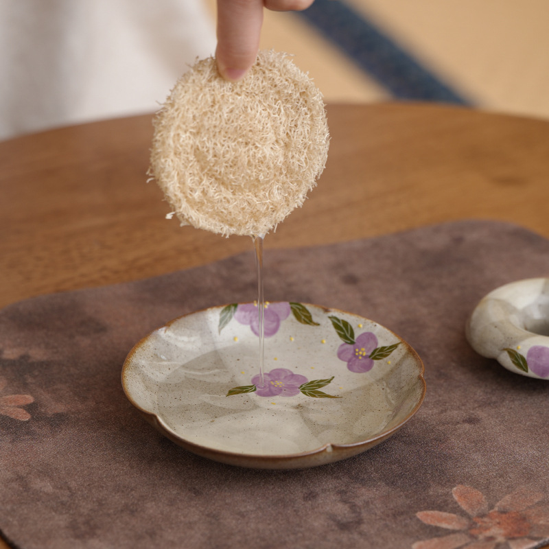 Suport ceramic pentru ceainic, pictat manual, cu hortensie dantelată, tavă de uscare – accesorii pentru ceremonia ceaiului