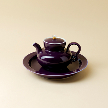 Tavă circulară de ceai din ceramică mov pentru infuzie uscată, accesoriu pentru ceremonia ceaiului, măsuță de ceai mică și farfurie pentru fructe