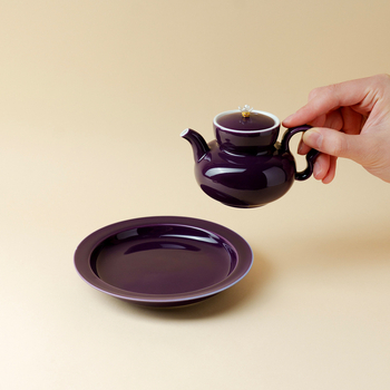 Tavă circulară de ceai din ceramică mov pentru infuzie uscată, accesoriu pentru ceremonia ceaiului, măsuță de ceai mică și farfurie pentru fructe