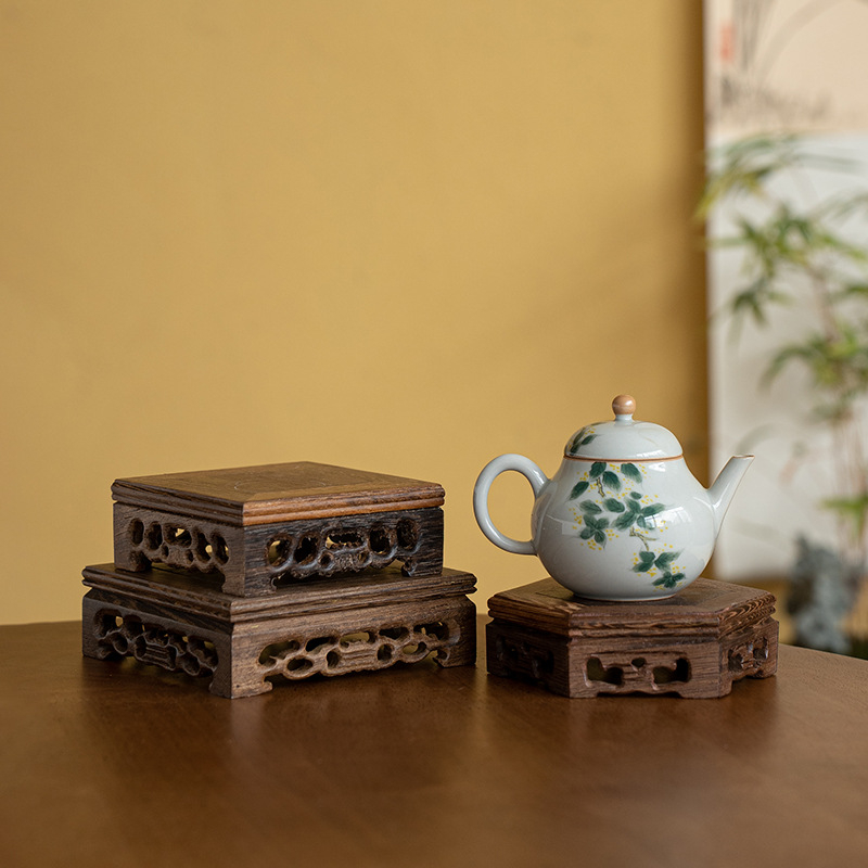 Tăviță de ceai din lemn cu bază sculptată, suport pentru ceainic, vază și bonsai, bază pentru statuia Buddha, suport pentru ceașcă de ceai