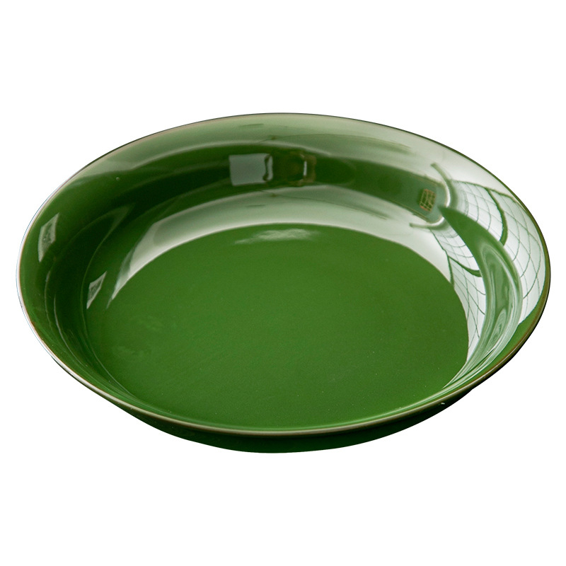 Bază ceramică verde smarald pentru ceainic – suport rotund din ceramică pentru izolație termică, pentru ceremonia ceaiului