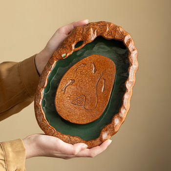 Tavă pentru ceai din ceramică, pentru infuzie uscată și depozitare a apei, mic suport de masă în stil japonez vintage