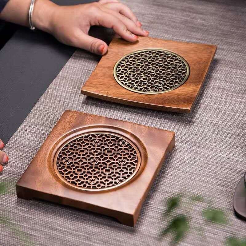 Suport creativ din lemn de nuc pentru ceainic și suport pentru ceașcă, accesorii pentru ceremonia ceaiului